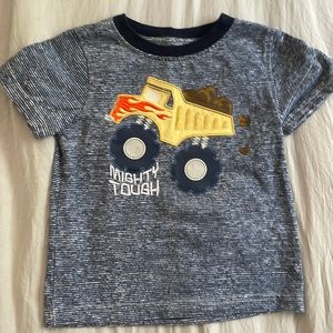 Kids Headquarters Mighty Tough dump truck shirt, blue and white, size 18M